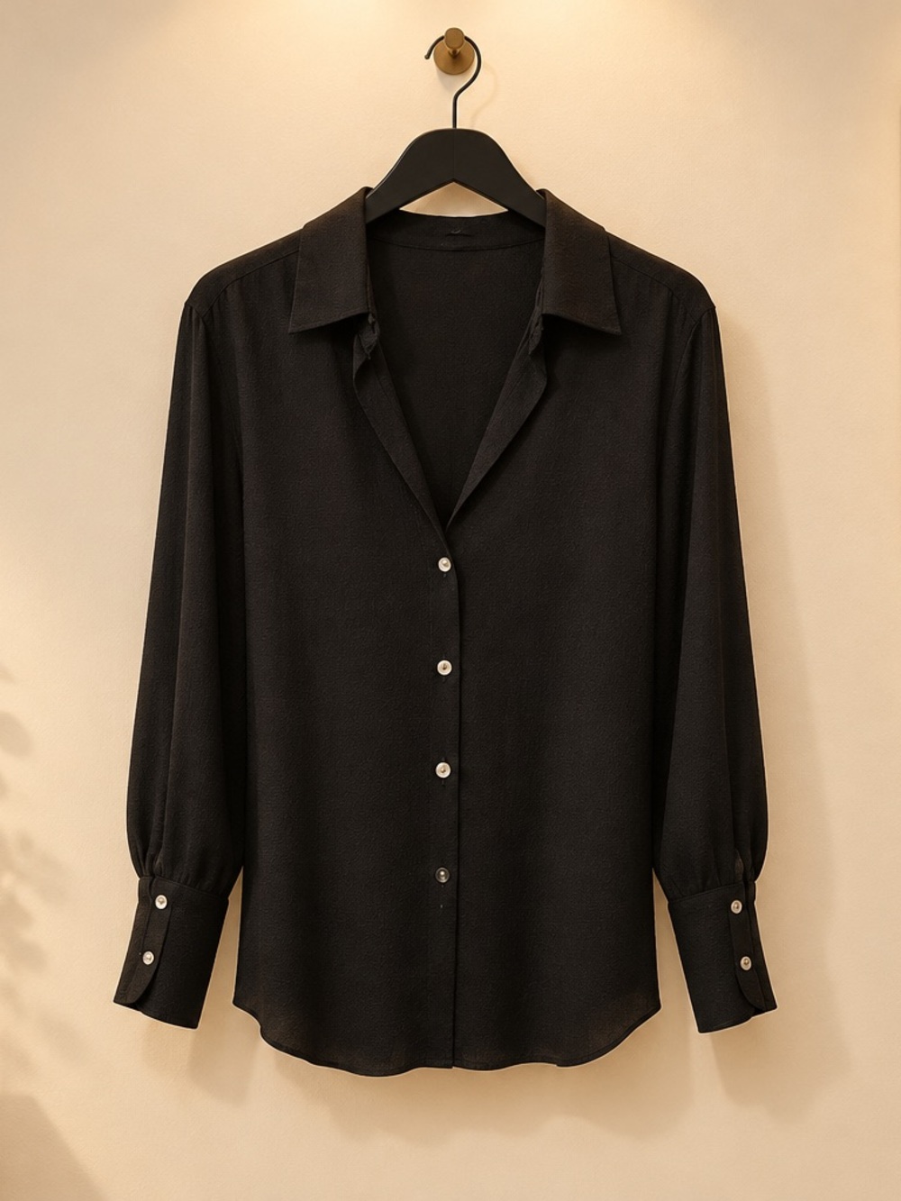 Zara Black Button-Front Long Sleeve Shirt